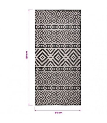 vidaXL Outdoor Flatweave Rug 80x150 cm Black Stripes