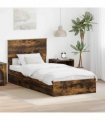 vidaXL Storage Bed with Drawer Smoked Oak 75 x 190 cm Engineered Wood