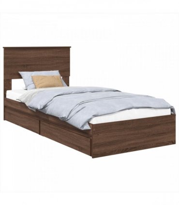 vidaXL Storage Bed with Drawer Brown Oak 75 x 190 cm Engineered Wood