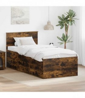 vidaXL Daybed Manual Smoked Oak and Black 100 x 200 cm Engineered Wood
