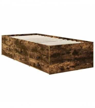 vidaXL Daybed Manual Smoked Oak and Black 100 x 200 cm Engineered Wood