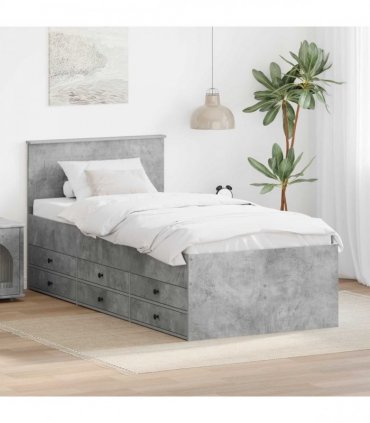 vidaXL Daybed Concrete Grey and Black 70 x 190 cm Engineered Wood