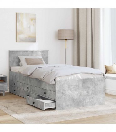 vidaXL Daybed Concrete Grey and Black 70 x 190 cm Engineered Wood