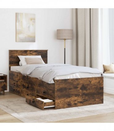 vidaXL Daybed Manual Smoked Oak and Black 75 x 190 cm Engineered Wood