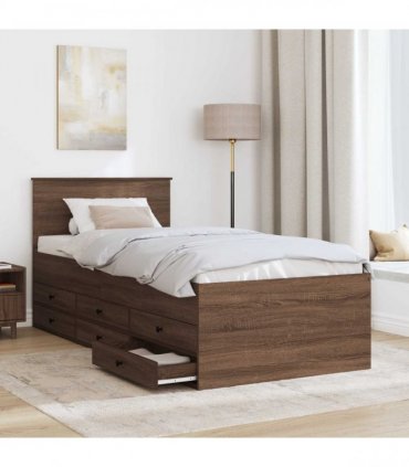 vidaXL Daybed Manual Brown Oak and Black 75 x 190 cm Engineered Wood