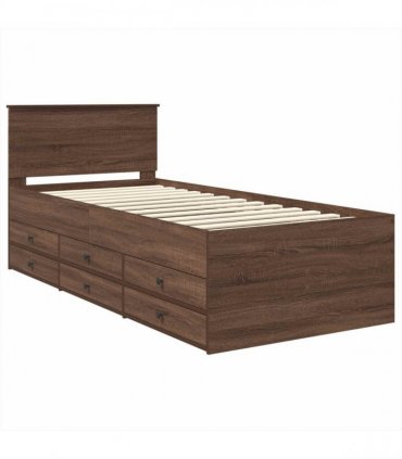 vidaXL Daybed Manual Brown Oak and Black 75 x 190 cm Engineered Wood