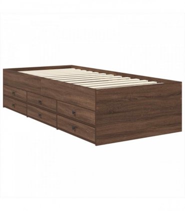 vidaXL Daybed Manual Brown Oak and Black 75 x 190 cm Engineered Wood
