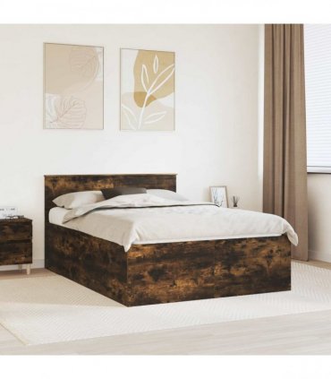 vidaXL Bed Frame Smoked Oak 150 x 200 cm Engineered Wood