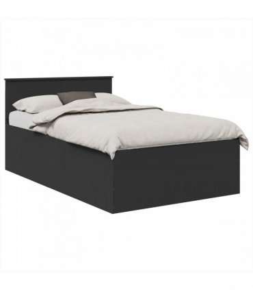 vidaXL Bed Frame with Headboard Black 135 x 190 cm Engineered Wood
