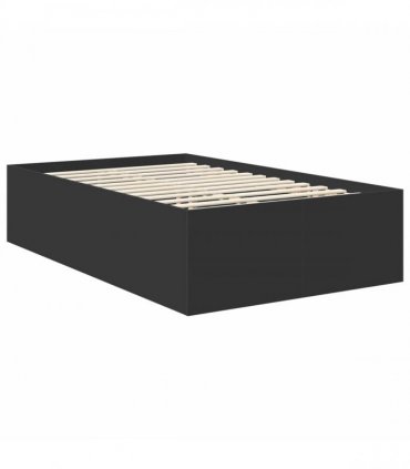 vidaXL Bed Frame with Headboard Black 135 x 190 cm Engineered Wood
