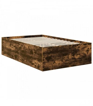 vidaXL Bed Frame Smoked Oak 135 x 190 cm Engineered Wood