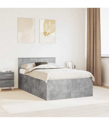 vidaXL Bed Frame Concrete Grey 120 x 190 cm Engineered Wood