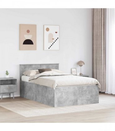 vidaXL Bed Frame Concrete Grey 120 x 190 cm Engineered Wood