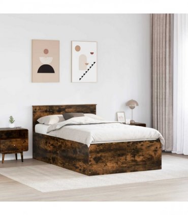 vidaXL Bed Frame Smoked Oak 120 x 190 cm Engineered Wood