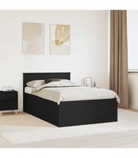 vidaXL Bed Frame with Headboard Black 120 x 200 cm Engineered Wood