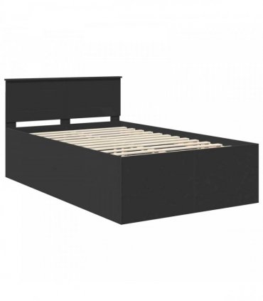 vidaXL Bed Frame with Headboard Black 120 x 200 cm Engineered Wood