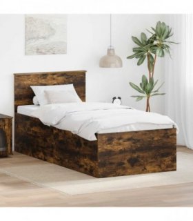 vidaXL Bed Frame Smoked Oak 100 x 200 cm Engineered Wood