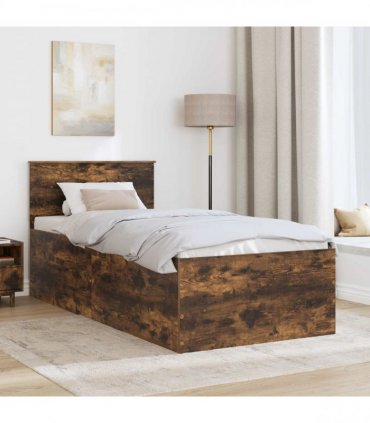 vidaXL Bed Frame Smoked Oak 100 x 200 cm Engineered Wood