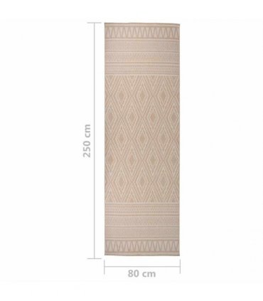 vidaXL Outdoor Flatweave Rug 80x250 cm Brown Stripes