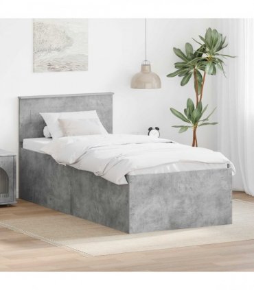 vidaXL Bed Frame Concrete Grey 75 x 190 cm Engineered Wood