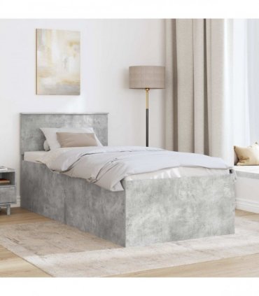 vidaXL Bed Frame Concrete Grey 75 x 190 cm Engineered Wood