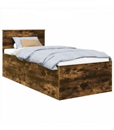 vidaXL Bed Frame with Headboard Smoked Oak 75 x 190 cm Engineered Wood