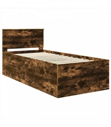 vidaXL Bed Frame with Headboard Smoked Oak 75 x 190 cm Engineered Wood