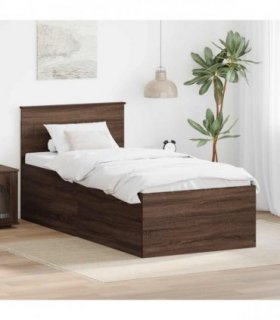 vidaXL Bed Frame with Headboard Brown Oak 75 x 190 cm Engineered Wood