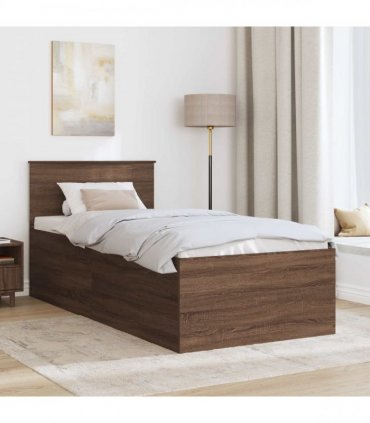 vidaXL Bed Frame with Headboard Brown Oak 75 x 190 cm Engineered Wood