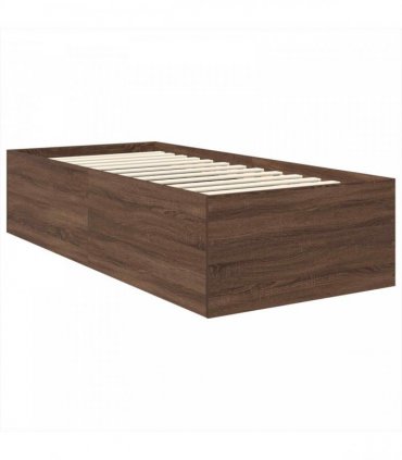 vidaXL Bed Frame with Headboard Brown Oak 75 x 190 cm Engineered Wood