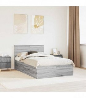 vidaXL Bed Frame Grey Sonoma 135 x 190 cm Engineered Wood