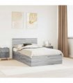 vidaXL Bed Frame Grey Sonoma 135 x 190 cm Engineered Wood