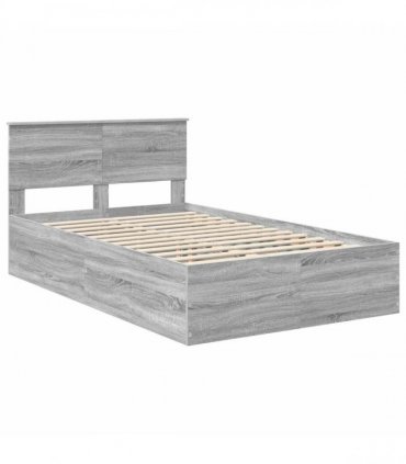 vidaXL Bed Frame Grey Sonoma 135 x 190 cm Engineered Wood