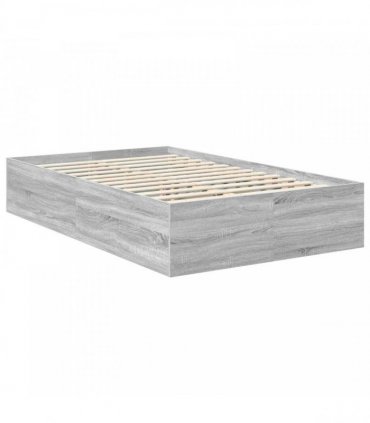 vidaXL Bed Frame Grey Sonoma 135 x 190 cm Engineered Wood