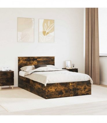 vidaXL Bed Frame Smoked Oak 120 x 190 cm Engineered Wood