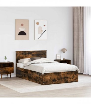 vidaXL Bed Frame Smoked Oak 120 x 190 cm Engineered Wood