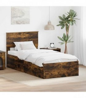 vidaXL Bed Frame Smoked Oak 100 x 200 cm Engineered Wood