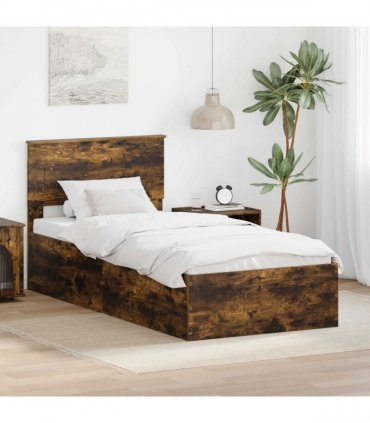 vidaXL Bed Frame Smoked Oak 100 x 200 cm Engineered Wood