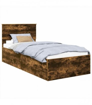vidaXL Bed Frame Smoked Oak 100 x 200 cm Engineered Wood