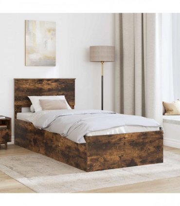 vidaXL Bed Frame Smoked Oak 100 x 200 cm Engineered Wood