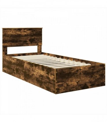vidaXL Bed Frame Smoked Oak 100 x 200 cm Engineered Wood