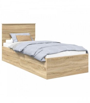 vidaXL Bed Frame with Headboard Sonoma Oak 75 x 190 cm Engineered Wood