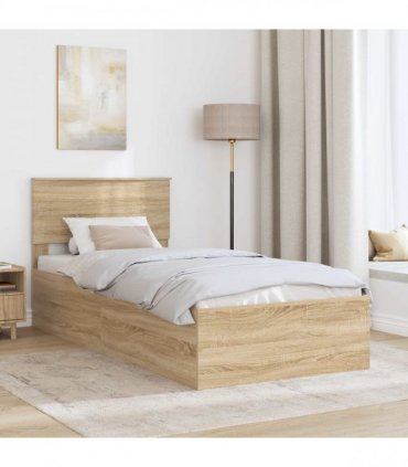 vidaXL Bed Frame with Headboard Sonoma Oak 75 x 190 cm Engineered Wood