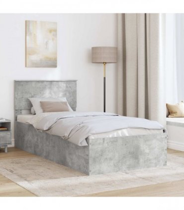 vidaXL Bed Frame Concrete Grey 75 x 190 cm Engineered Wood