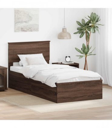 vidaXL Bed Frame with Headboard Brown Oak 75 x 190 cm Engineered Wood