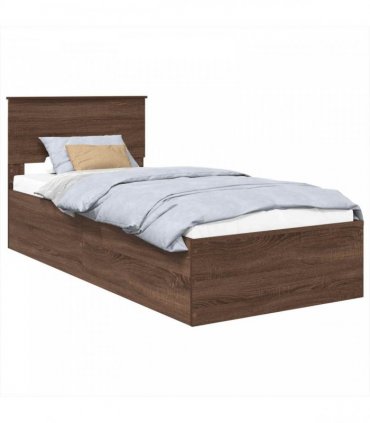 vidaXL Bed Frame with Headboard Brown Oak 75 x 190 cm Engineered Wood