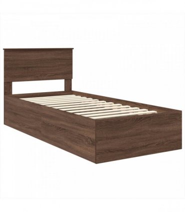 vidaXL Bed Frame with Headboard Brown Oak 75 x 190 cm Engineered Wood