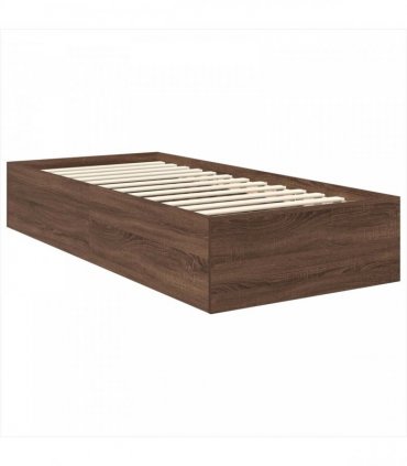 vidaXL Bed Frame with Headboard Brown Oak 75 x 190 cm Engineered Wood