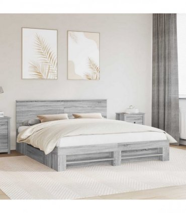 vidaXL Bed Frame Grey Sonoma 180 x 200 cm Engineered Wood