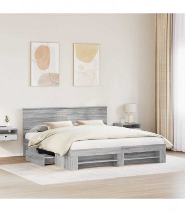 vidaXL Bed Frame Grey Sonoma 180 x 200 cm Engineered Wood